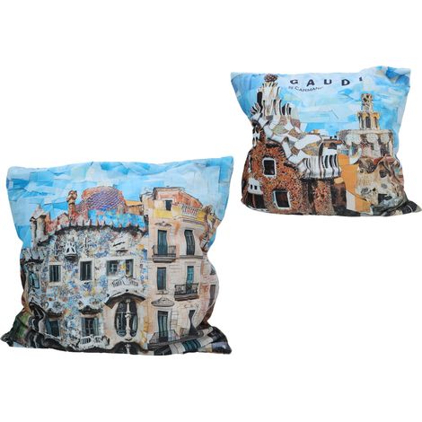 Carmani, una almohada con relleno y cremallera: un motivo inspirado en las pinturas de A. Gaudí. (1/3)