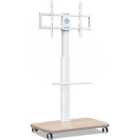 Support TV roulettes avec Pied en Bois de 20 MM pour TV de 32 à 70 Pouces,Support Television sur Pied Pivotant 60° et 6 Réglages de Hauteur jusqu'à 40 KG,Max VESA 600 x 400 MM (1/5)