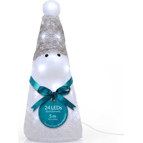 Monzana LED Acryl Figur Weihnachten Außen Innen Schneemann Santa Eisbär Pinguin Teddy Hirsch Wichtel Stern Weihnachtsmann Weihnachtsdekoration Weihnachtsbeleuchtung Dekofigur Santa weiß