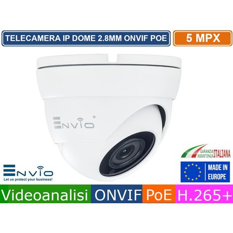 TELECAMERA DOME IP ONVIF POE 5 MEGAPIXEL 2.8MM VIDEOANALISI IP65 IR 20 METRI (1/3)
