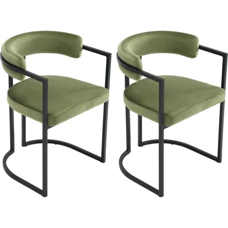 Set di 2 Sedie da Pranzo in Velluto Sedie da Cucina Moderne con Struttura in Metallo Sedie da Salotto per Soggiorno, Verde