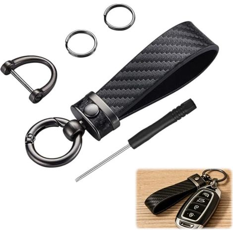 Porte-clés pour Voiture en Cuir Microfibre, Anneau en D élégant et incassable - Porte-clé cuir pour voiture, Cadeau pratique (1/5)
