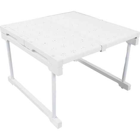 Tablette de placard télescopique en acier carbone et plastique, étagère de rangement réglable pour penderie et meuble, largeur 48 cm hauteur 32 cm longueur 37-48 cm, capacité 55 kg, lot de 18 pièces (1/5)