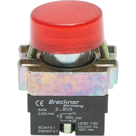 Pulsante indicatore LED rosso 220V LAY5 Breckner Germany (1/5)