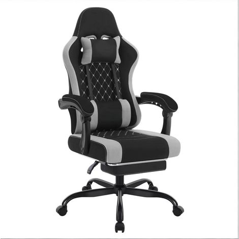 Silla de oficina ergonómica giratoria con masaje, malla, negra y gris, HOMVRA (1/5)