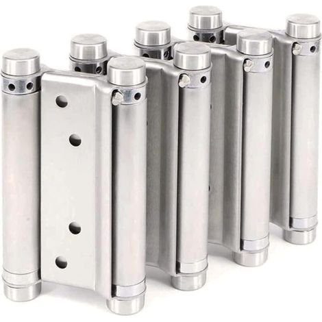 2 Paires de Charnières de Porte Battante de Saloon Café Comptoir Freegate à Double Action en Acier Inoxydable Réglable Parfait à Fermeture Automatique 125mm 5inch- (1/4)