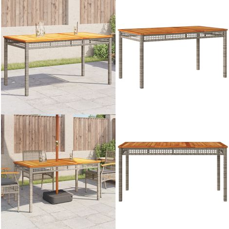 Tavolo da Giardino Grigio 140x80x75cm Polyrattan e Legno Acacia - Tavolo da esterno - Tavolo in rattan