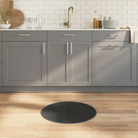 Teppich Rund Grau 60 cm Bambus