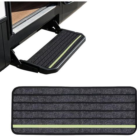 2 PCS (48 x 19 cm, Gris foncé) Tapis de Marche pour Camping Car,Tapis antidérapants pour Camping Cars avec Bandes réfléchissantes phosphorescentes, Tapis Autocollant pour marches de Camping Cars (1/5)