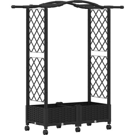 Raised Bed with Trellis and Roof Black 124 x 40 x 129 cm PP vidaXL