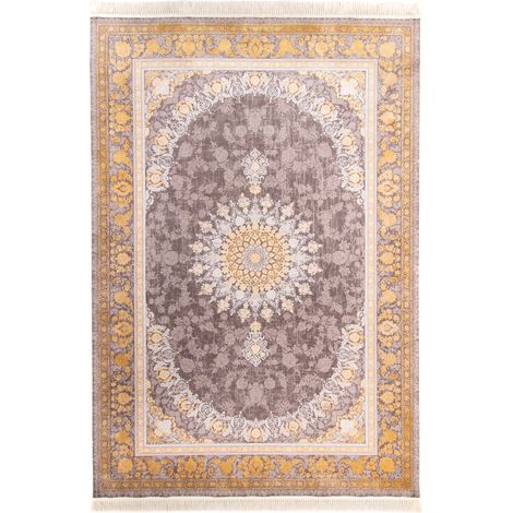 Tapis persan Adriano  - 150x100cm, Rectangular - 100% Acrylique - Tissé - Or