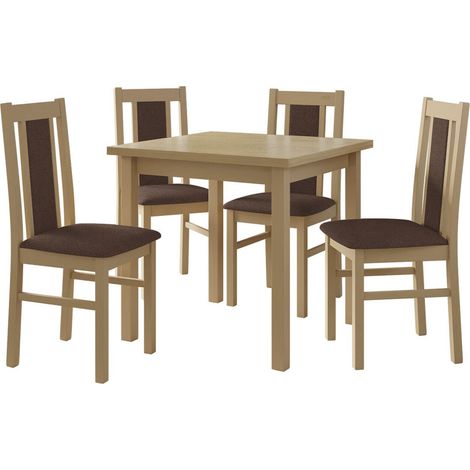 Conjunto de mesas y sillas para comedor Victorville 310, Roble Sonoma, 78x80x80cm, Diámetro: 0, Número de asientos: 4, Estilo: Contemporary