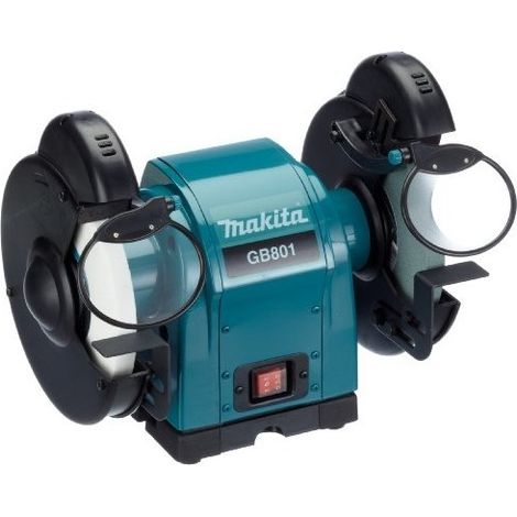 Makita – Meuleuse d'établi 550W GB801 – Disque 205mm – Vitesse 2850 tr/min – Double éclairage – Pour meulage professionnel