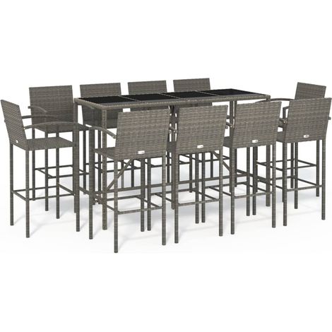 Maison Exclusive - Set da Bar da Giardino 11 pz Grigio in Polyrattan (1/5)