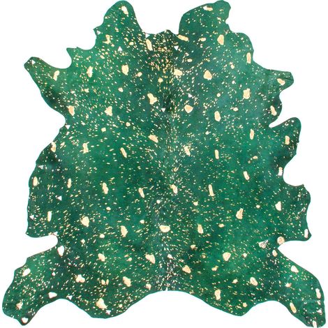 Tappeto in pelle Fly 100 verde bottiglia e oro (1/3)