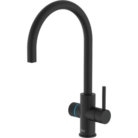 Robinet cuisine bec standard ROCA Aquafy noir mat avec cartouche filtre à eau (1/5)