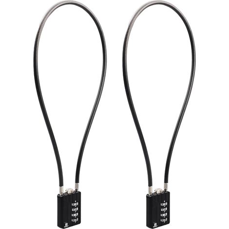 Cadenas à câble avec code à 4 chiffres, 50 cm, 2 pièces, noir Deux cadenas indépendants à codes distincts pour des points de fermeture plus éloignés. (1/5)