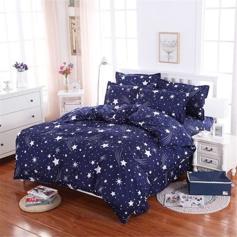 Parure de couette - MARQUE - 200x230cm - Motif étoiles - Polyester - Bleu et blanc (1/4)
