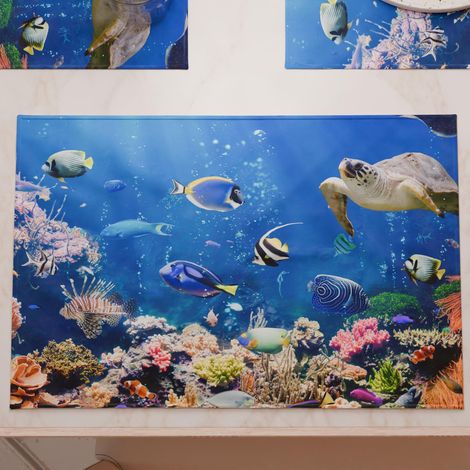 Sets de Table américains avec Impression numérique, Sets de Table américains en Tissu et lavables Lot de 6 à 30 x 45 cm Aquarium, 100% fabriqué en Italie (1/5)