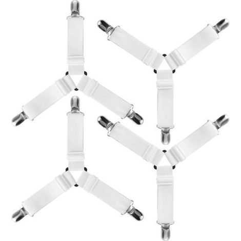 Tendeur Élastique Pour Drap - Fixation Triangle Avec Clips Métalliques - Réglable 16-53 Cm - Pour Lit Matelas Housses Repassage - Lot De 4 (1/5)