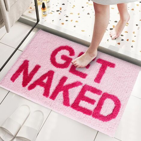 Tapis de salle de bain « Get Naked » - 50 x 80 cm - Antidérapant et lavable - Absorbant et à séchage rapide - Avec effet 3D - Pour douche et salle de bain (50 x 80 cm) (1/5)