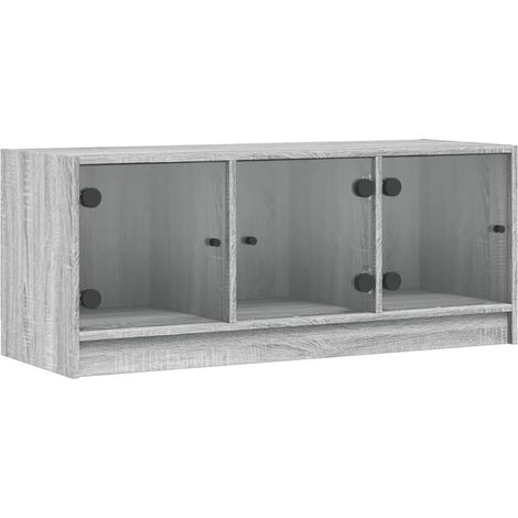 Maison Exclusive - TV-Schrank mit Glastüren Grau Sonoma 102x37x42