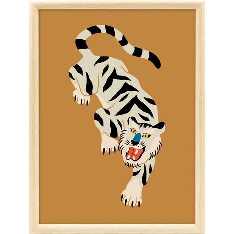 Image encadrée Tigre 30x40 cm recyclable, visuel imprimé sans solvant - fabriqué en France (1/4)