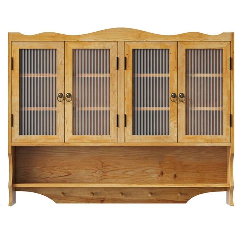 PLACARD AMPLE RANGEMENT RACK AMOVIBLE VERRE BOIS MASSIF NATUREL 100.00X20.00X80.00 (1/5)