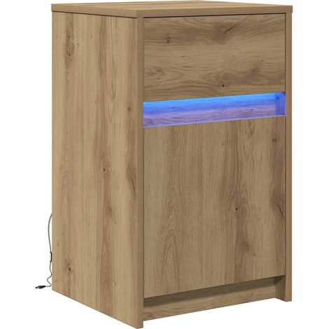 Comodino LED moderno stoccaggio efficiente 38 x 34 x 61 cm in legno multistrato rovere artigianale 020052440