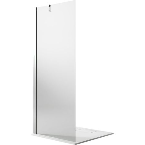 Parete doccia vetro trasparente con trattamento anticalcare h 190 mod. Walk In Flip 75 cm