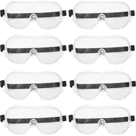 8PCS Lunettes de Protection Anti-Vent Anti-UV Anti-Rayures Transparentes avec Aération (1/5)