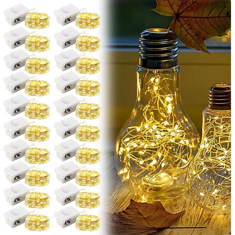 20 x Battery Operated LED Fairy Lights 2 m 20 LED Small Fairy Lights Wire (1/5)