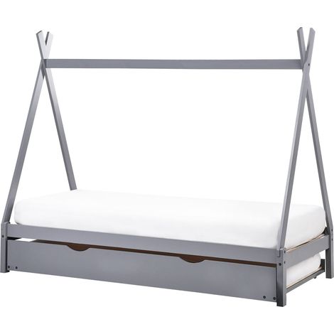 Letto per bambini in legno di pino UE misura singola 90 x 200 cm con base a doghe Grigio Talmontiers (1/5)