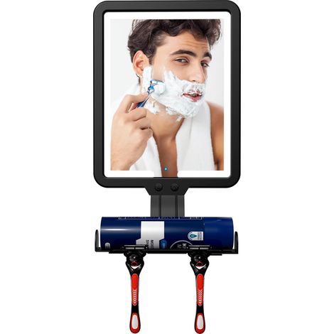 Miroir de Douche LED Anti-buée pour Le Rasage, Miroir Chauffant Anti-buée avec 3 Modes de Couleur (Noir) (1/5)