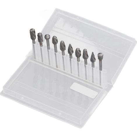 10-teiliges Set Schleifaufsätze aus Hartmetall und Wolframstahl, Rotationsfräser, Schleif- und Gravierwerkzeug, Doppelschnitt