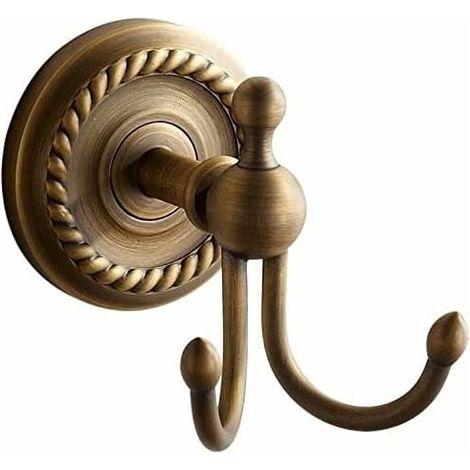 Double crochet porte-manteaux rétro mural jaune laiton cuivre bronze antique accessoire de bain (1/4)