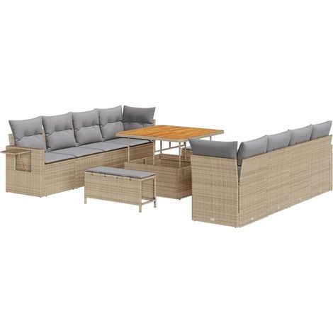 Maison Exclusive - Conjunto de sofá de jardín Beige y Gris Claro (1/5)