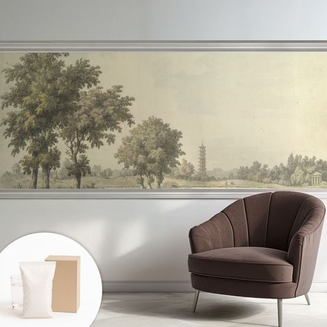 Papier peint intissé mural pour salon chambre à coucher tendance et originale - Colle incluse gratuite Parc paisible 250x104 cm (1/5)