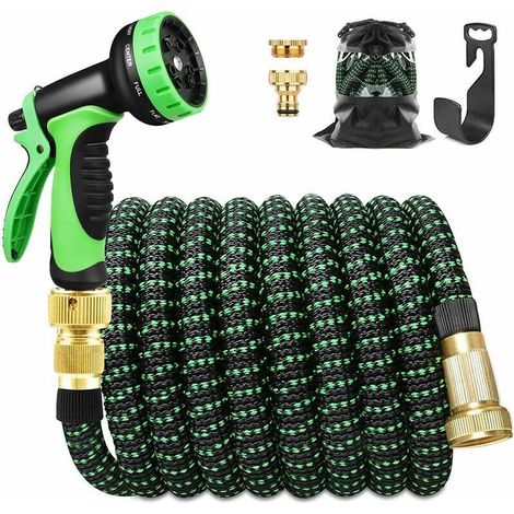 Tuyau Arrosage Extensible 30m 100ft Tuyau D’arrosage Retractable avec Support et Pistolet Arrosage 9 Fonctions Raccords en Laiton-- (1/5)