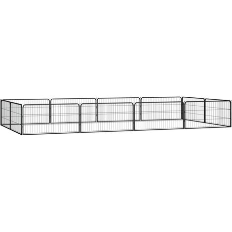 12-tlg. Hundelaufstall Schwarz 100x50cm Stahl Pulverbeschichtet