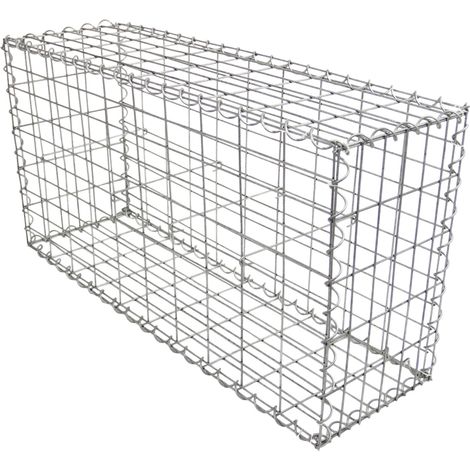 MonsterShop - 6 Gabbioni Metallici per Sassi da Giardino e da Esterno 100cm x 50cm x 30cm in Acciaio Galvanizzato