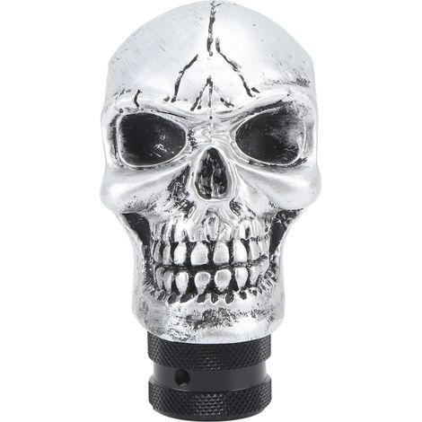 Totenkopf-Schaltknauf, silberner Harzknauf, universeller Schalthebel für Schaltgetriebe, Autoinnenausstattung (1/5)