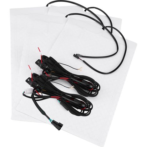 Kit 4 pièces plaquettes chauffantes siège voiture fibre de carbone universel avec interrupteur circulaire (1/5)
