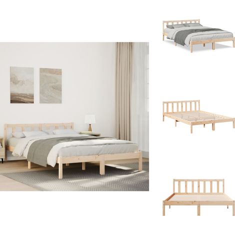 Cadre de lit extra long sans matelas 160x220 cm bois massif pin - Cadre De Lit - Cadres De Lit - Lit - Lit Double (1/5)