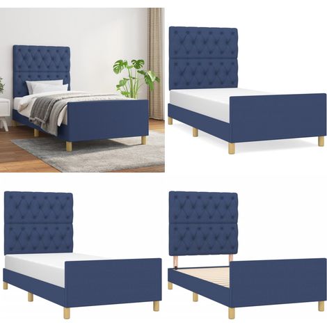 Bettgestell ohne Matratze Blau 80x200 cm Stoff - Bettes Gestell - Holzbetten - Lattenrost - Doppelbett - Blau - Home & Living (1/5)