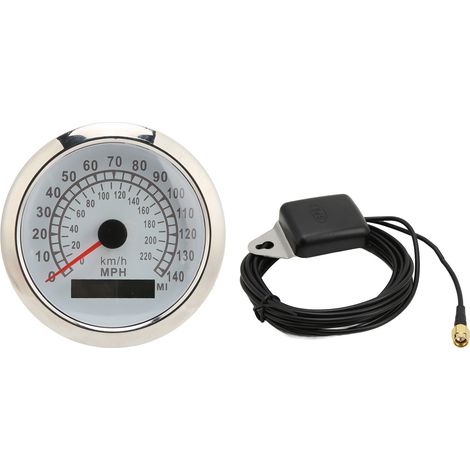 Compteur de vitesse numérique GPS 85mm 220km/h 0-140MPH IP67 étanche rétroéclairage rouge 9-32V universel pour voiture bateau camping-car blanc (1/5)