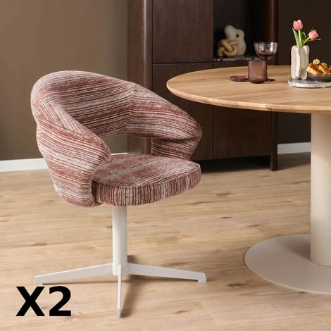 Chaise pivotante prune pied blanc forme baquet (x2) CORTINA (1/5)
