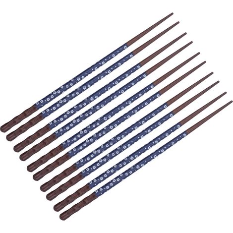 Lot de 5 paires de baguettes réutilisables, antidérapantes, au motif raffiné, légères, confortables et lavables, idéales pour les fêtes et les mariages (bleu). (1/5)
