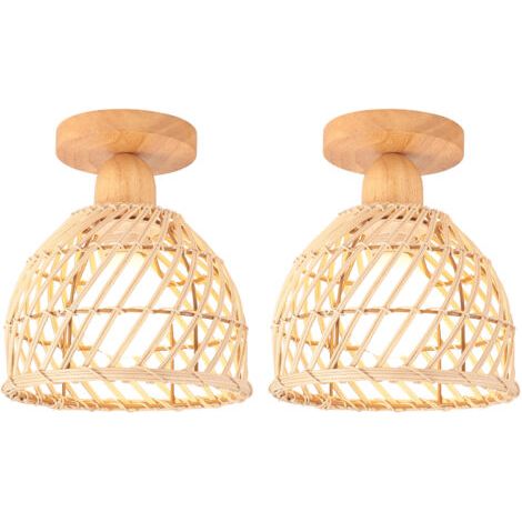 royaluxe- (2PCS) Plafonnier Moderne Lampe De Plafond En Bambou Plafonnier Rétro Luminaire Plafonnier Intérieur Pour Couloir Cuisine Salon Chambre