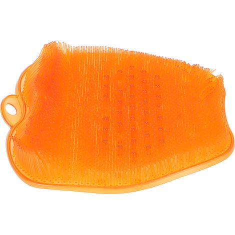 Tapis gommant pour pieds avec ventouse, massage douche circulation sanguine, nettoyage profond, silicone souple orange (1/5)
